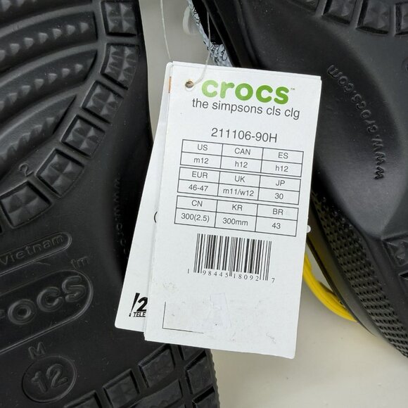 Crocs X The Simpsons Classic Clog Gray Black Yellow Men's Size 12 - Picture 7 of 7